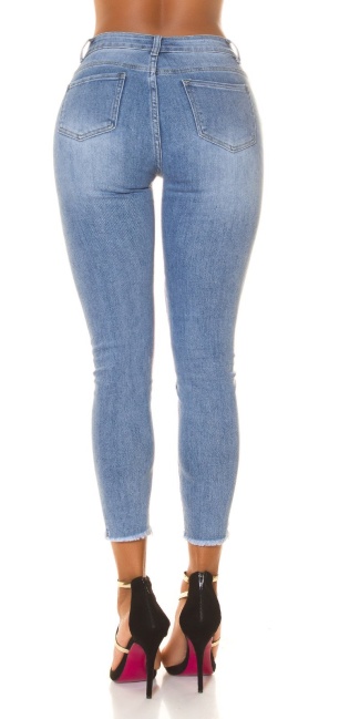 Hoge taille skinny jeans met ritssluiting detail blauw